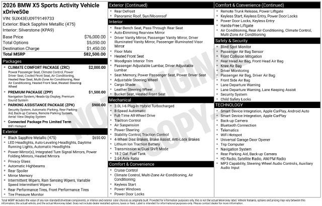 2026 BMW X5 xDrive50e
