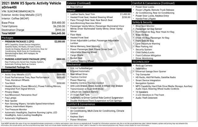 2021 BMW X5 sDrive40i