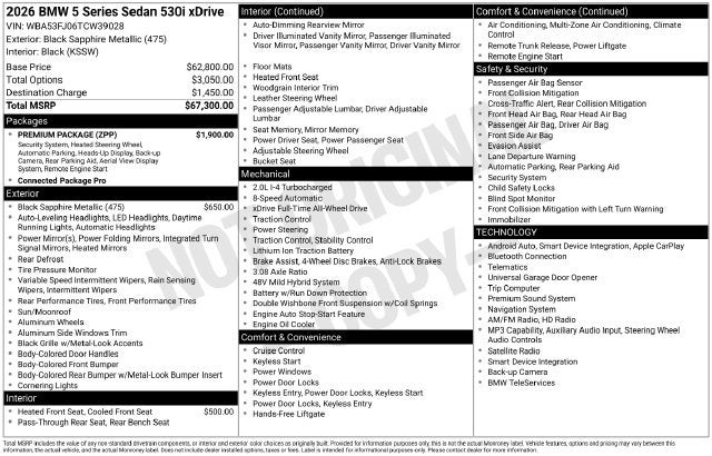 2026 BMW 5 Series 530i xDrive