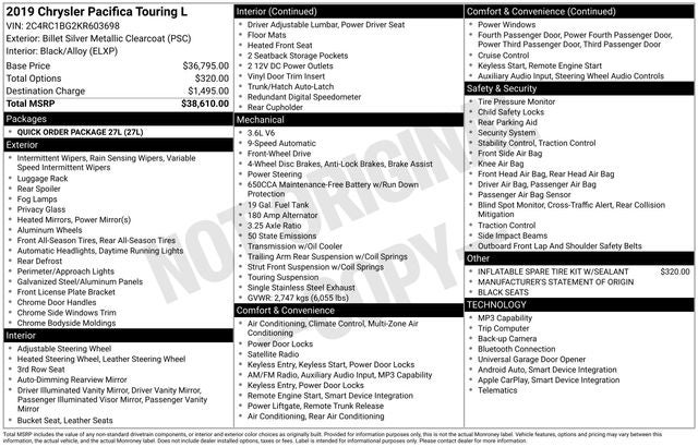 2019 Chrysler Pacifica Touring L