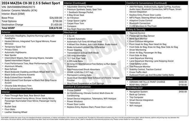 2024 Mazda Mazda CX-30 2.5 S Select Sport