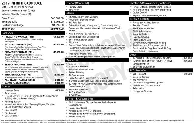 2019 INFINITI QX80 LUXE