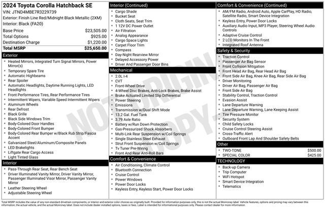 2024 Toyota Corolla Hatchback SE